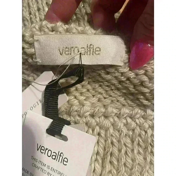 NWT ANTHROPOLOGIE Oversized VERO ALFIE LAVOISIER SWEATER Beige Neutral size XS - Picture 8 of 10